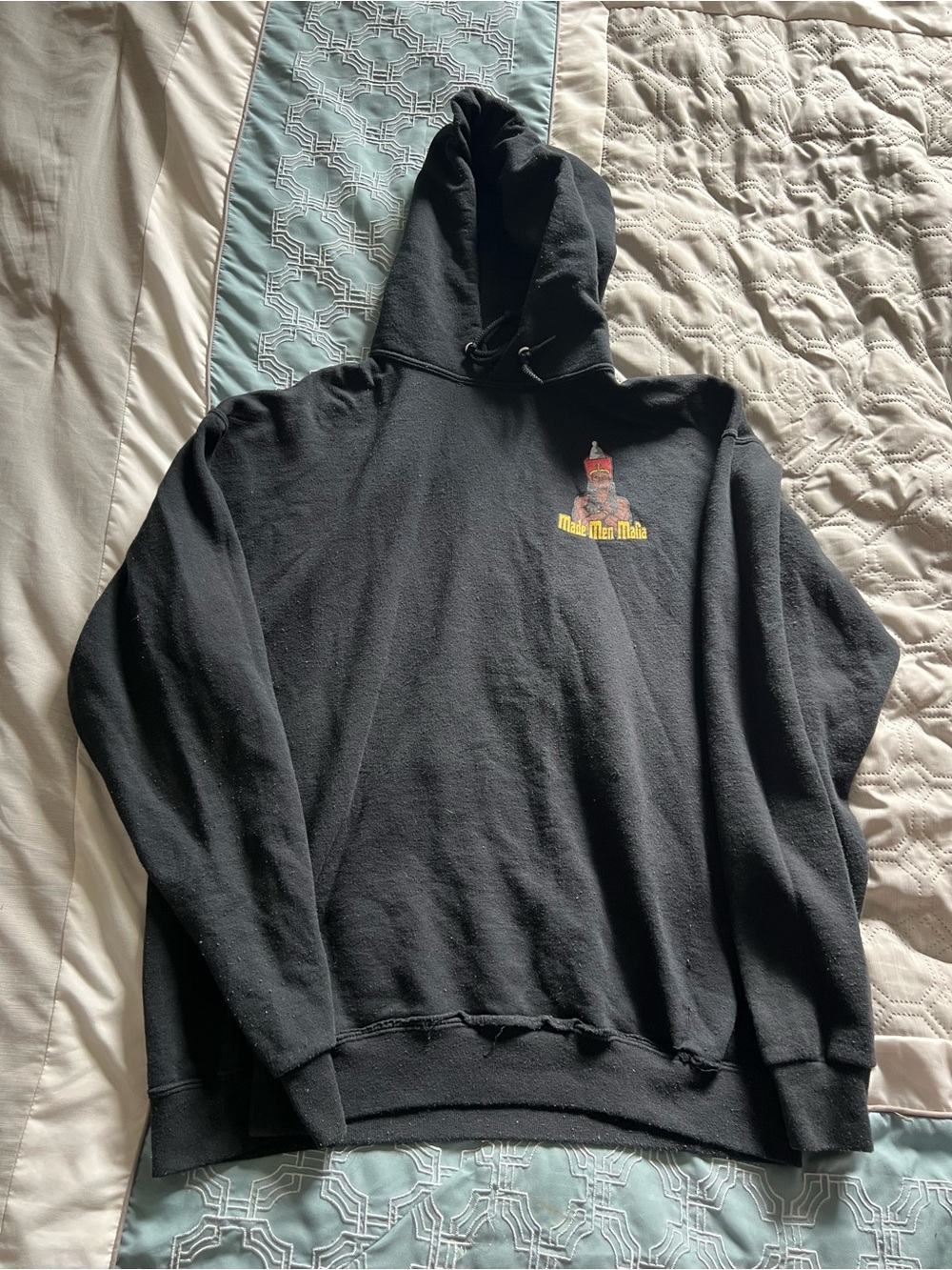 Black Graphic Hoodie Sweatshirt with Small Chest Print